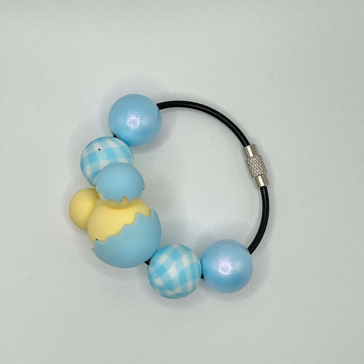 Plaid Blue Mouse Egg Cup Charm